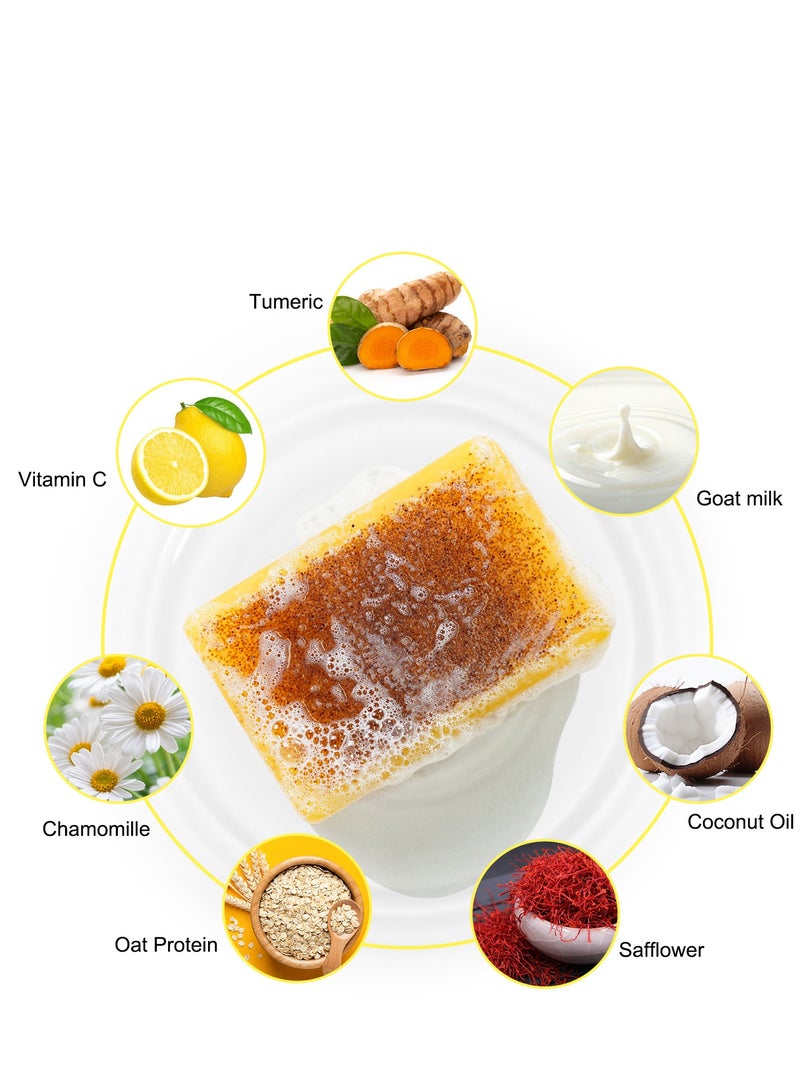 Ikzee lemon turmeric kojic acid soap exfoliating deep cleansing moisturizing skin handmade bath soap 100g - Image 3