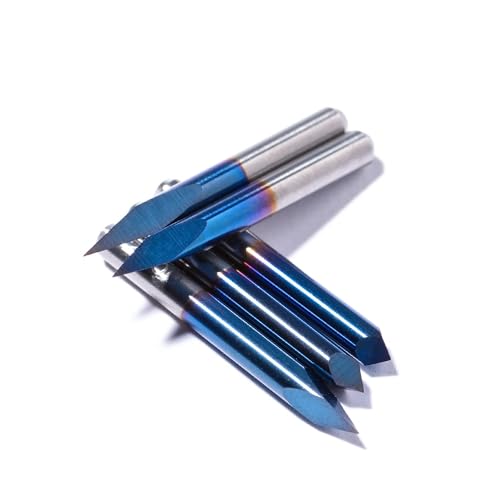 FoxAlien 20/30/45/60/90deg 0.1mm Triangular CNC Router Bits Set, 1/8" Shank Engraving Carving V-Bit with Nano Blue Coating Sharp Pyramid Bits for Acrylic Wood MDF Aluminum Lettering Sign Making - Image 3