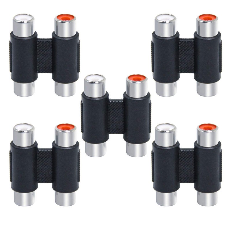 RFAdapter موصل RCA، عبوة 5 قطع موصل أنثوي RCA إلى موصل أنثوي RCA كابل صوت وفيديو تمديد لمضخم الصوت، مضخم الصوت - Image 1