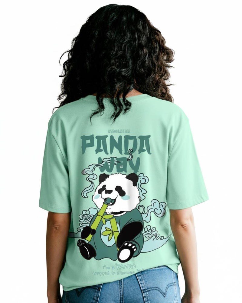 Bewakoof Women's Graphic Printed Oversized Fit Half Sleeve Round Neck Cotton T-Shirt_581312_Green_M - Image 1