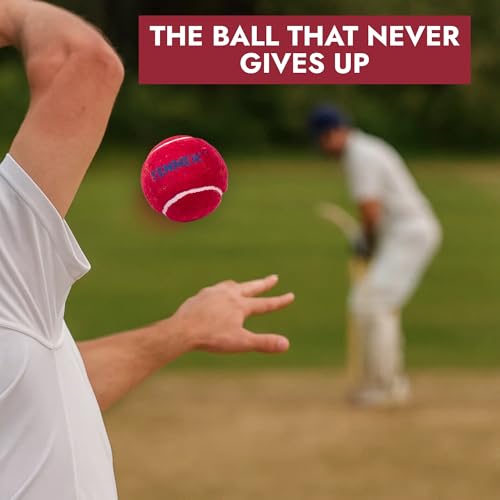 TENNEX Cricket Tennis Ball Heavy/Hard in Red Colour 6 pcs | Standard Size | Overarm Cricket | Approx125 Grams - Image 5