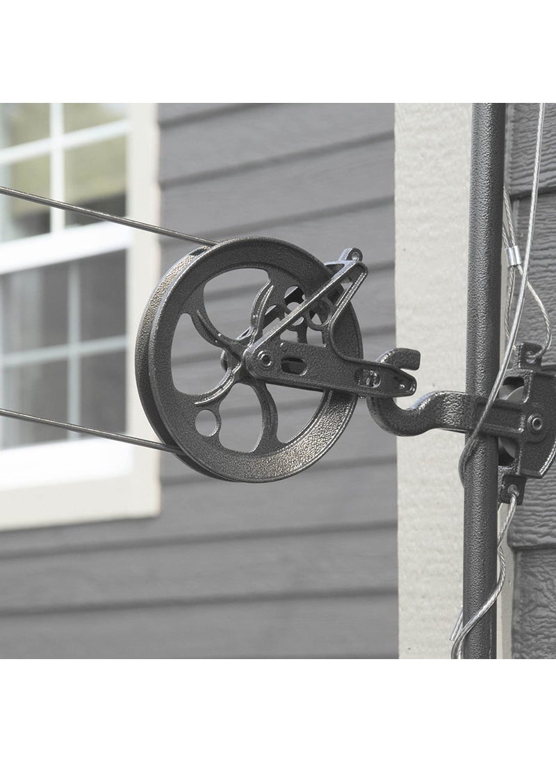 Strata Ben-Mor Strata Outdoor Clothesline Pulley - 5.5'' Heavy Duty Metal, Rustproof Silver Pulley for Clothes Line Outdoors, Outdoor Laundry Line Pulley for Clothes, Coats, Blankets, & More (1 Unit)  - Image 5