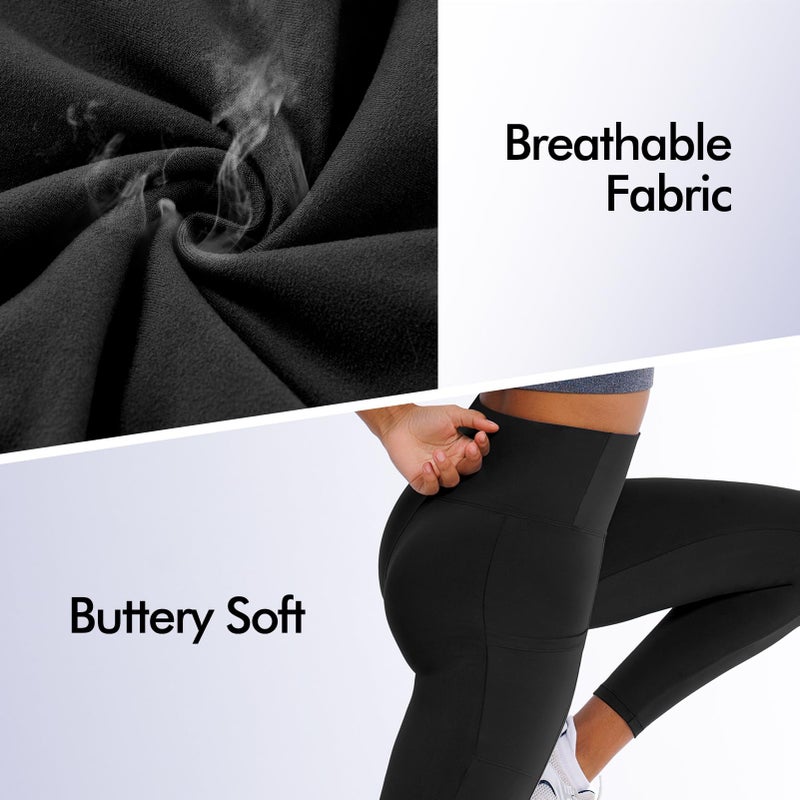 Fawarior High Waisted Leggings for Women, Buttery Soft Workout Yoga Leggings with Pockets Black XXL - Image 5