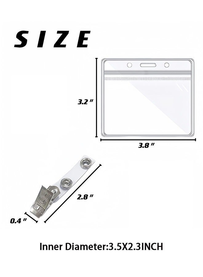 GMORO 20 PCS Business Card Holders, Clear Badge Holders with Clip, Plastic ID Card Holders, Waterproof Resealable Zipper Suitable for Access School Office ID Holder - Image 3