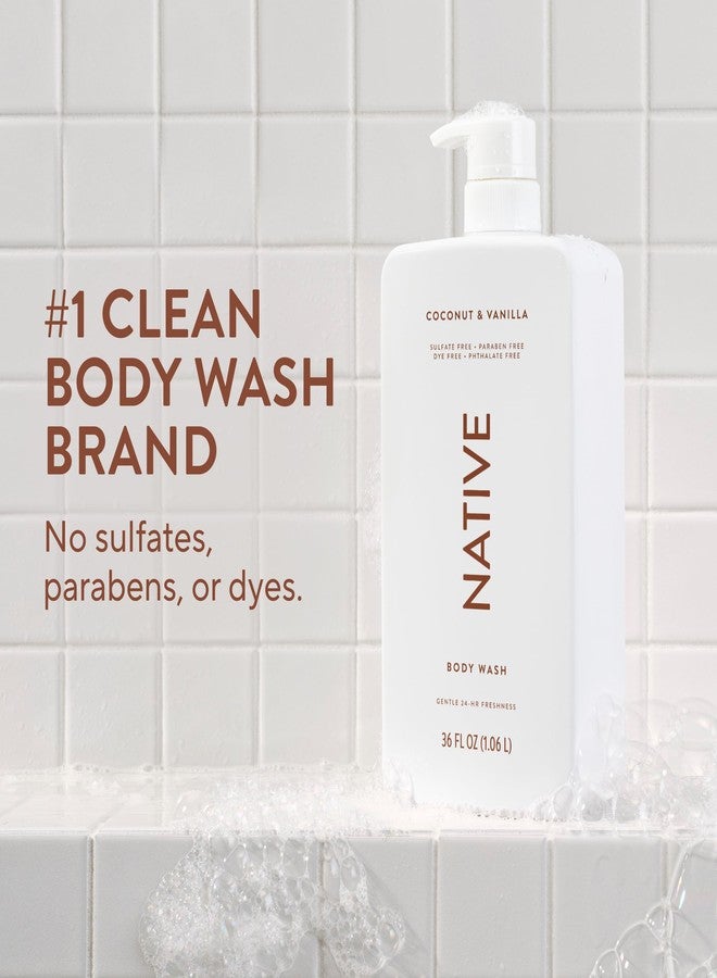 Native Body Wash for Women & Men, Coconut & Vanilla, 36 oz Pump Bottle, Sulfate-Free & Gentle - Image 2
