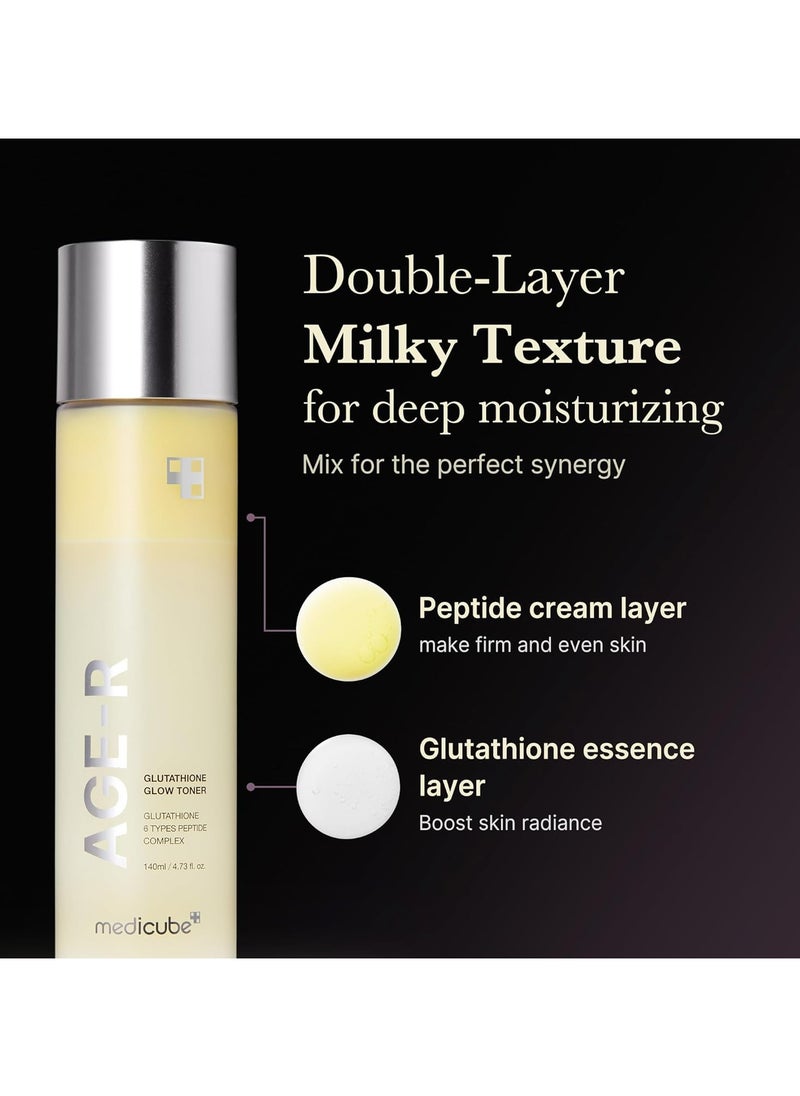 Medicube medicube Age-R Glutathione Glow Milky Toner, Low-Irritation Double Layer Toner for Glass Glow Skin with Peptide, Even Skin Tone, Radiance, Hydration, Korean Skincare 140ml/ 4.73 Fl Oz  - Image 2
