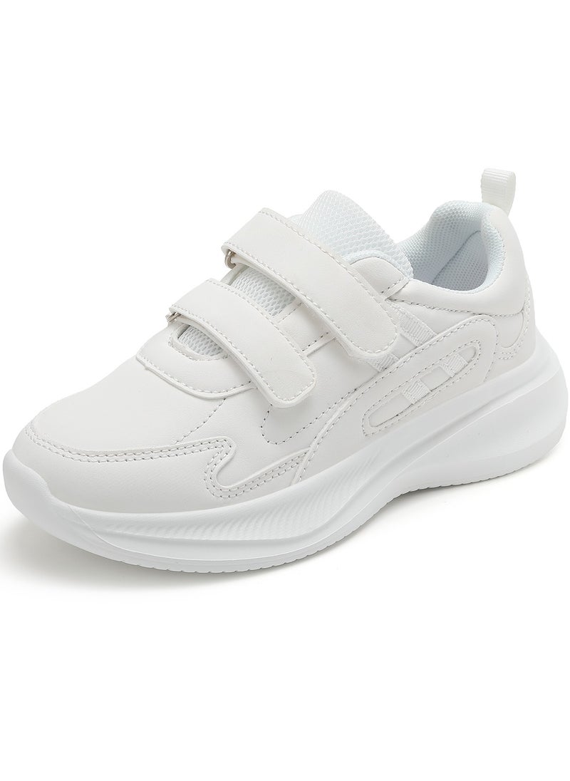 Sky View Boys Girls Sneakers Hook and Loop Kids Sports Shoes Unisex Lightweight Breathable Athletic Running Tennis Fitness School Shoes for Toddler/Little Kid/Big Kid White  - Image 1
