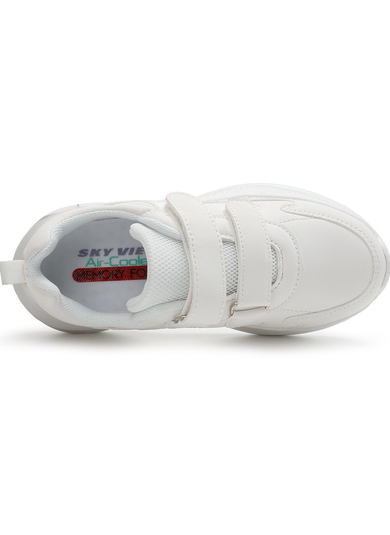 Sky View Boys Girls Sneakers Hook and Loop Kids Sports Shoes Unisex Lightweight Breathable Athletic Running Tennis Fitness School Shoes for Toddler/Little Kid/Big Kid White  - Image 5