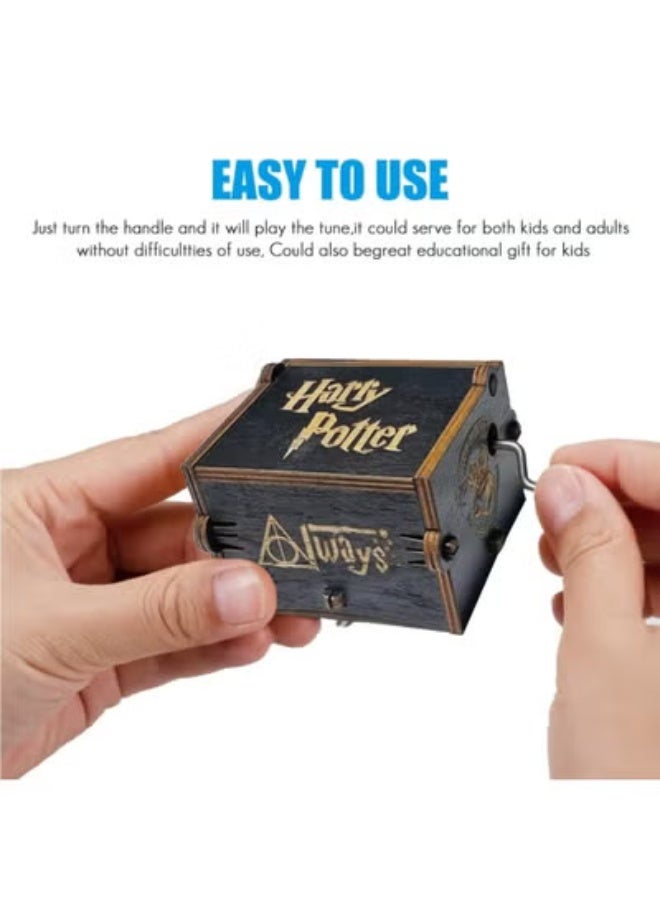 fantasize Wood Music Boxes,Laser Engraved Vintage Wooden Sunshine Musical Box Gifts for Birthday Valentine's Day (Harry Potter Hand Crank Music Box) - Image 2