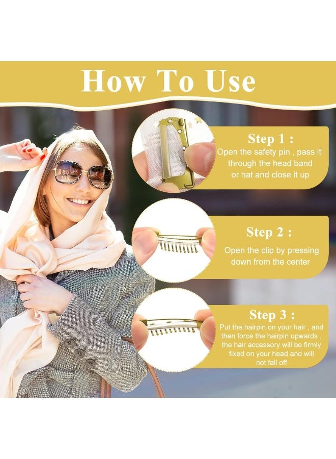 Generic 10Pcs Hair Clips Chunni Clips with Safety Pins Dupatta Hair Clip Stainless Steel Golden Pin Clips for Chunni Safety Pin Clip Grip Dupatta Setting Clips for Clothing Shawl - Image 5