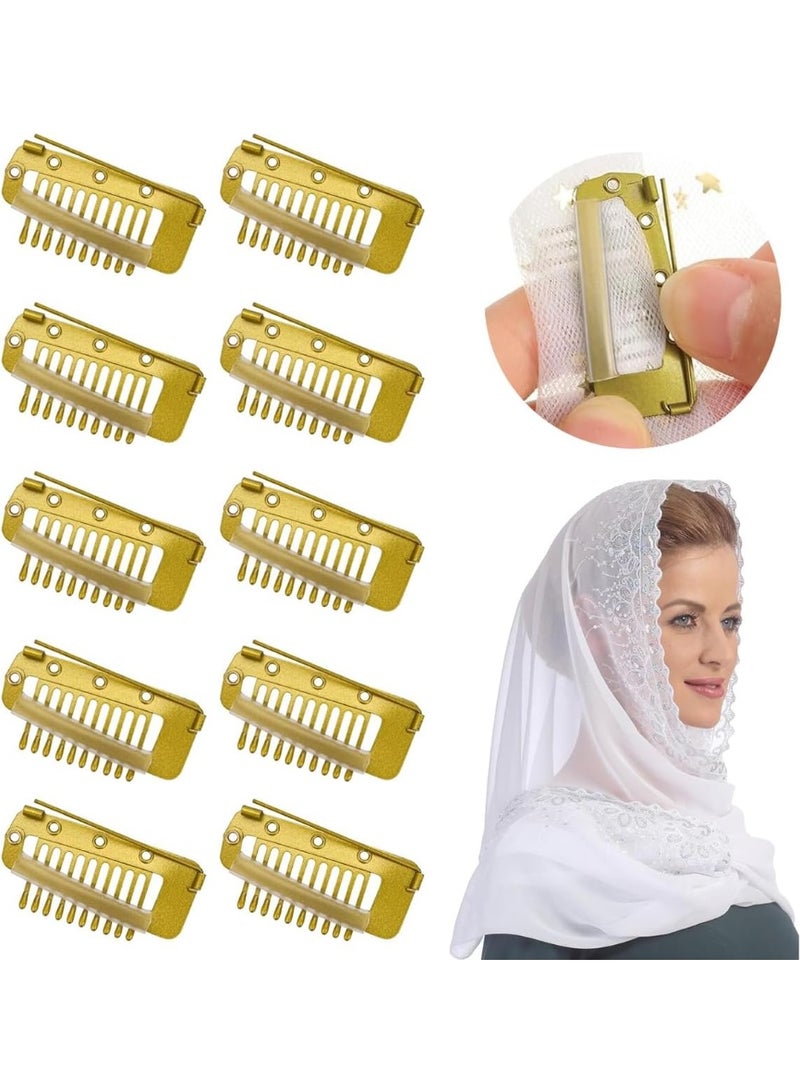 Generic 10Pcs Hair Clips Chunni Clips with Safety Pins Dupatta Hair Clip Stainless Steel Golden Pin Clips for Chunni Safety Pin Clip Grip Dupatta Setting Clips for Clothing Shawl - Image 1