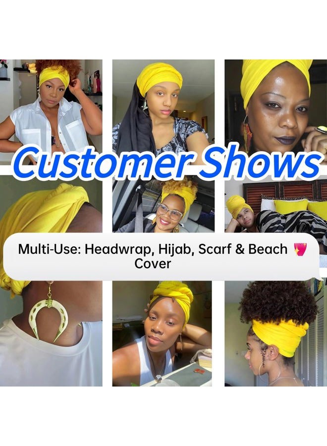 Harewom Hair Headwrap Scarf,African Women' Soft Long Scarf Shawl Hair Bohemian Headwrap Stretch Headbands Tie Yellow - Image 5