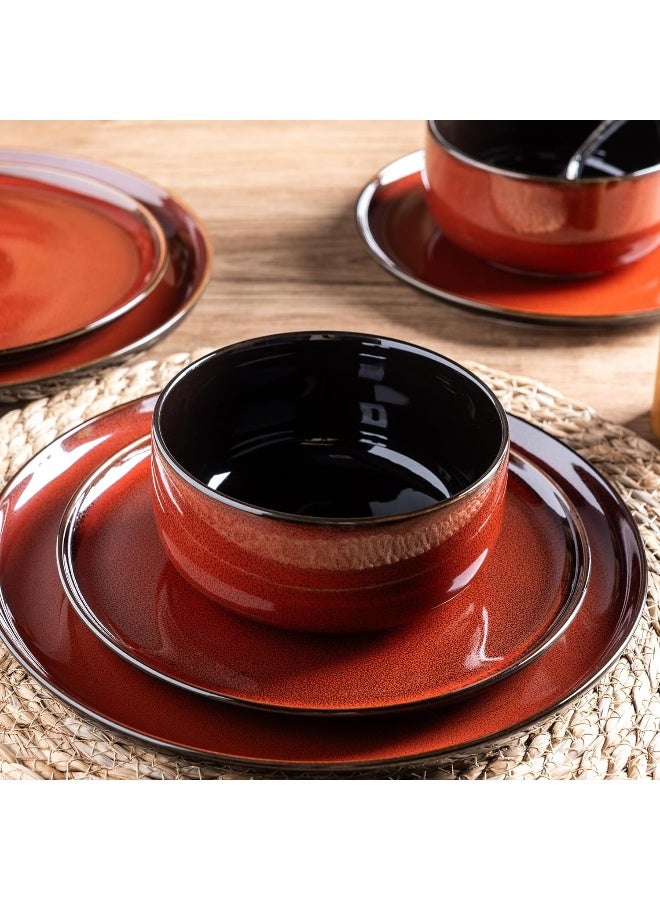 LERATIO Ceramic Dinnerware Sets for 4 - 12 Pieces Porcelain Plates and Bowls Set - Image 3