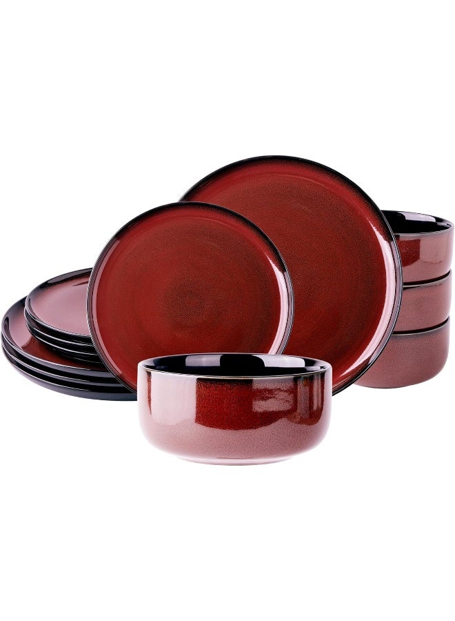 LERATIO Ceramic Dinnerware Sets for 4 - 12 Pieces Porcelain Plates and Bowls Set - Image 1