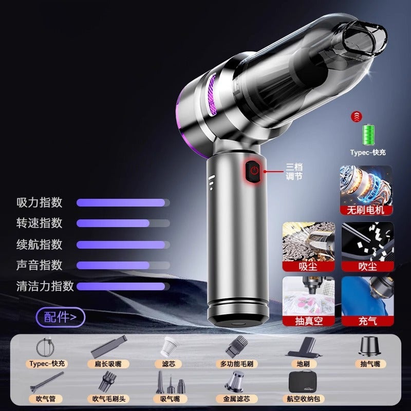 Car Vacuum Cleaner, Handheld Brushless High-Power Dust Remover with Inflator, Dual-Use Mini Car Air Blower