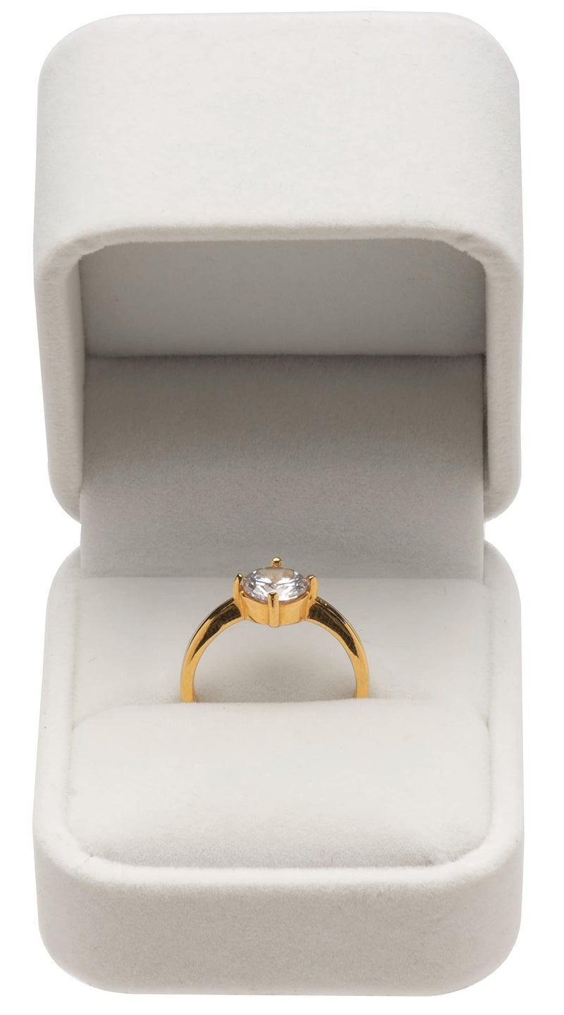 Giftop Velvet Single Ring Box Case Holder for Engagement Proposal Birthday Wedding,Jewelry Ring Gift Box Jewelry Packaging Box (White) - Image 2