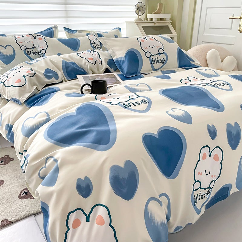 Bedding Four-Piece Set Sanding Quilt Cover Sheets Student Dormitory Quilt Three-Piece Set - Image 4