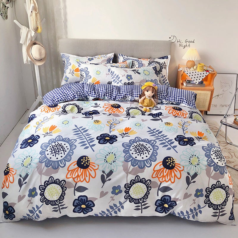 Bedding Four-Piece Set Sanding Quilt Cover Sheets Student Dormitory Quilt Three-Piece Set - Image 1