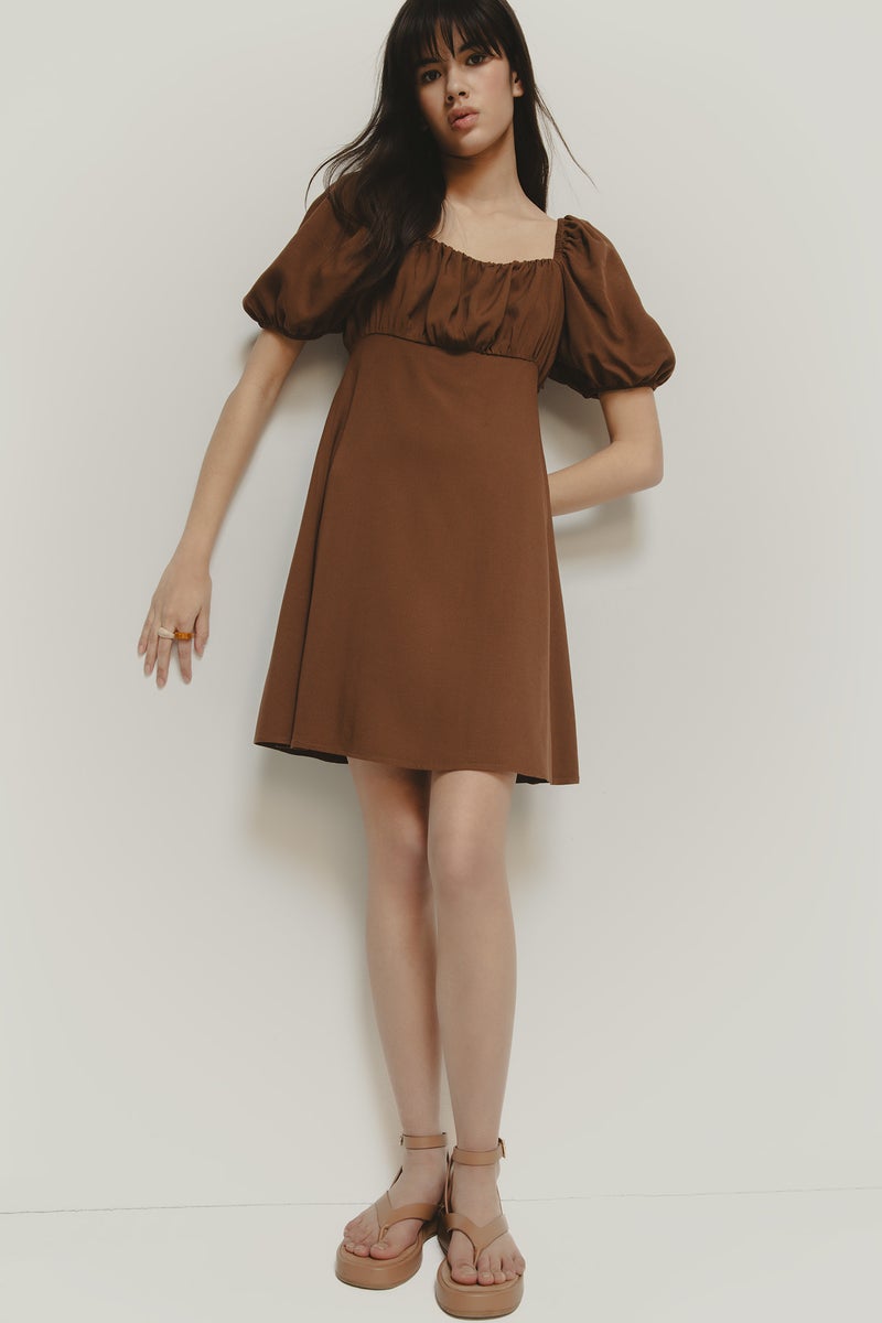 DeFacto Woman A Cut Square Neck Linen Midi Dress  - Image 5