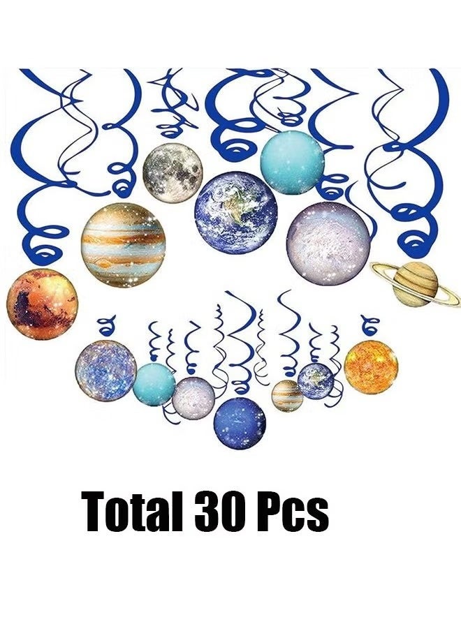GMORO 30PCS Space Hanging Decor, Solar System Hanging Swirl Party Supplies, Space Happy Birthday Banner for Boys Girls Kids, Space Themed Planets Party Favor Supplie, Birthday Party Decoration  - Image 1