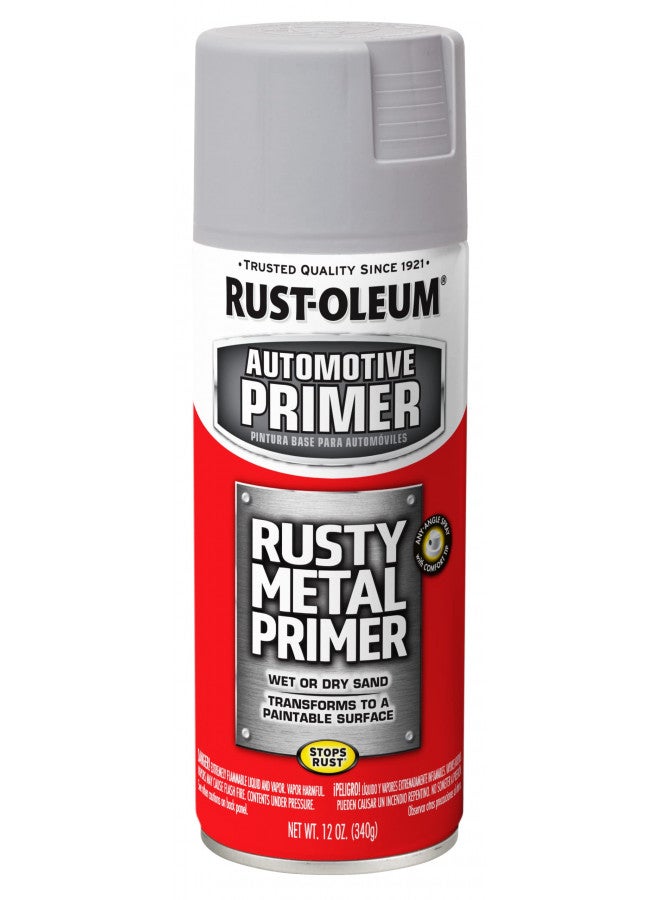 Rust-Oleum 249331 Automotive Rusty Metal Primer Spray Paint, 12 oz., Light Gray