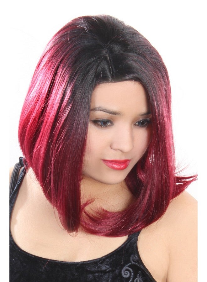 Ritzkart Natural Black Burgundy Medium Soft & Straight Synthetic Wig 6231, Black, - Image 1