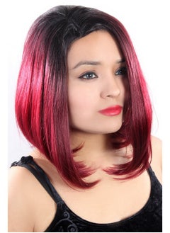 Ritzkart Ritzkart Natural Black Burgundy Medium Soft & Straight Synthetic Wig 6231, Black,  - Image 2