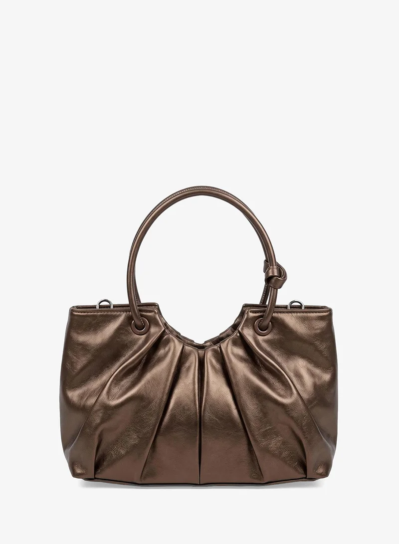 Ella Brown Pleated With Top Handle And Strap