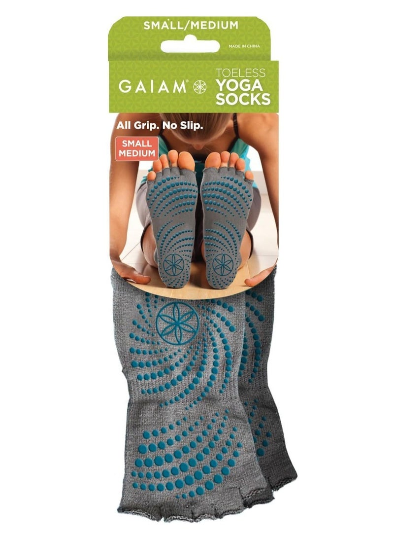 Gaiam Heather Grey Toeless Grippy Socks - S/M  - Image 4
