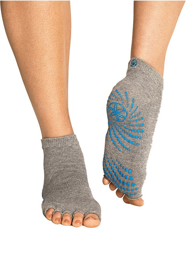 Gaiam Heather Grey Toeless Grippy Socks - S/M 