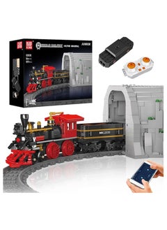 mould king 12030 Train Building  Toy ,Steam Locomotive Building Blocks Set, Remote Control Train with Motors and Tracks,toys-and-games/building-toys，children's toys (977 PCS)  - Image 1