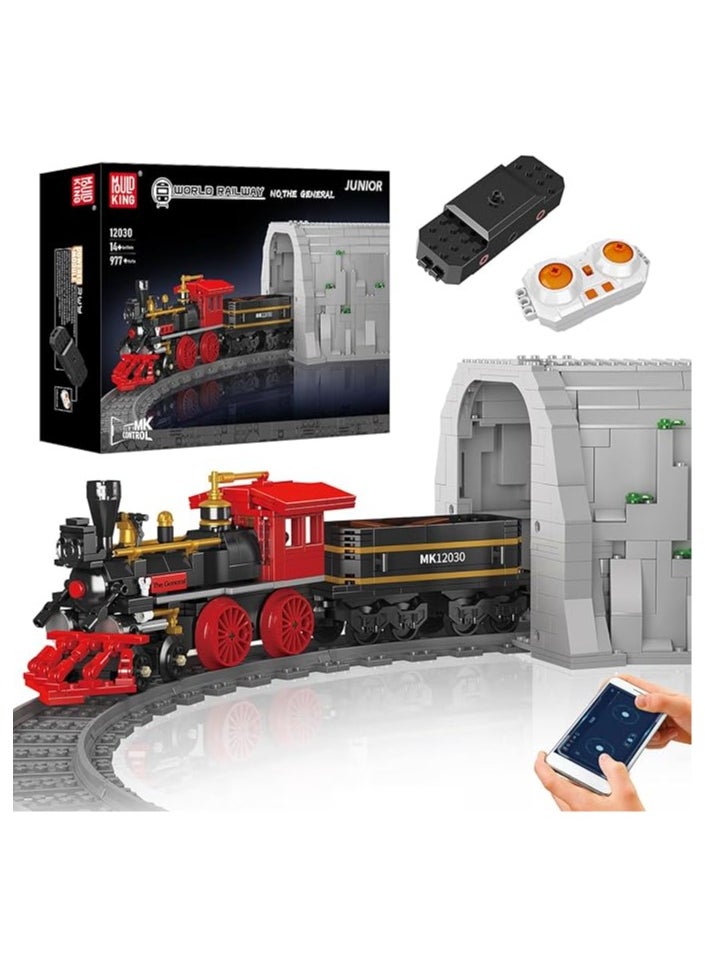 mould king - 12030 Train Building  Toy ,Steam Locomotive Building Blocks Set, Remote Control Train with Motors and Tracks,building-toys，Suitable for boys、 girls and adultsBirthday、 Children's Day、 New Year gifts (977 PCS) - Image 1
