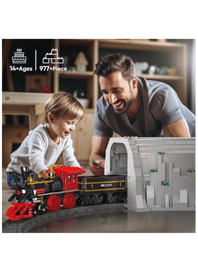mould king - 12030 Train Building  Toy ,Steam Locomotive Building Blocks Set, Remote Control Train with Motors and Tracks,building-toys，Suitable for boys、 girls and adultsBirthday、 Children's Day、 New Year gifts (977 PCS) - Image 1