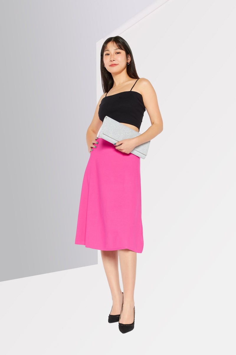 Michael Kors Women Eco Bold Logo Metallic Flare Skirts, Cerise  - Image 2