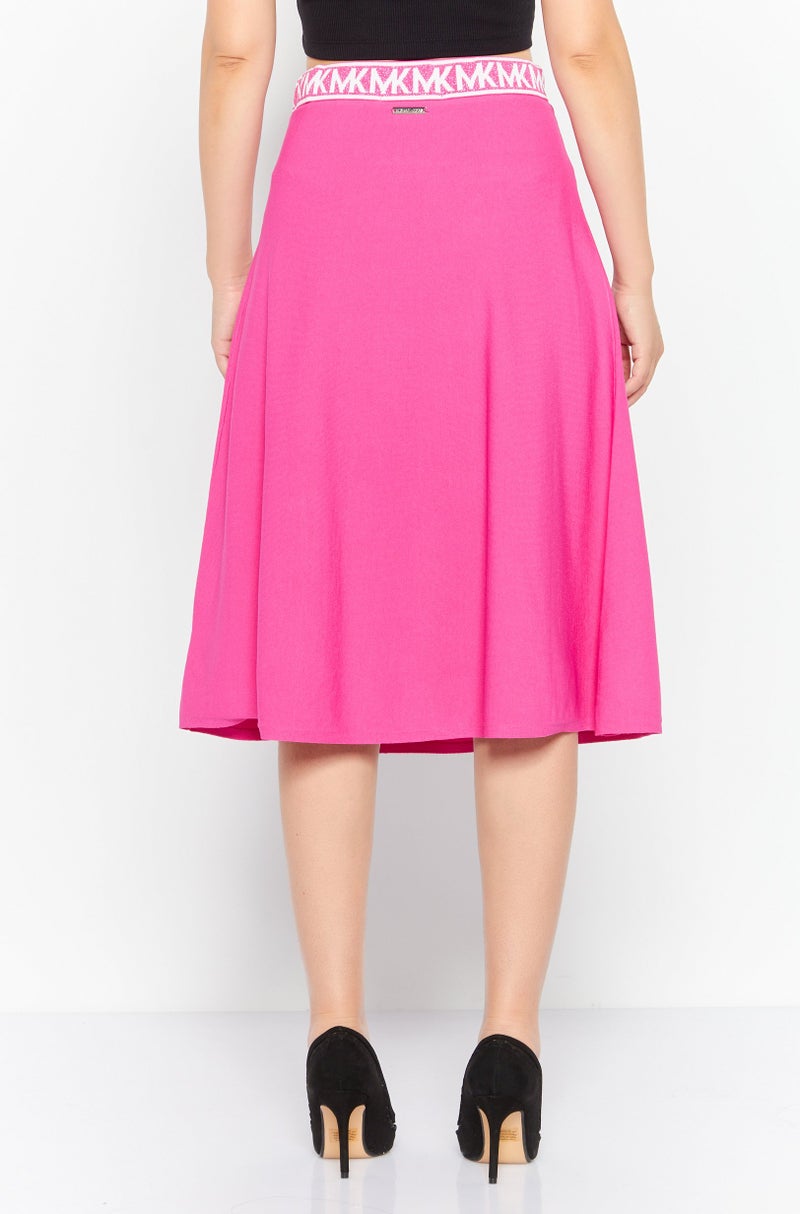 Michael Kors Women Eco Bold Logo Metallic Flare Skirts, Cerise  - Image 4