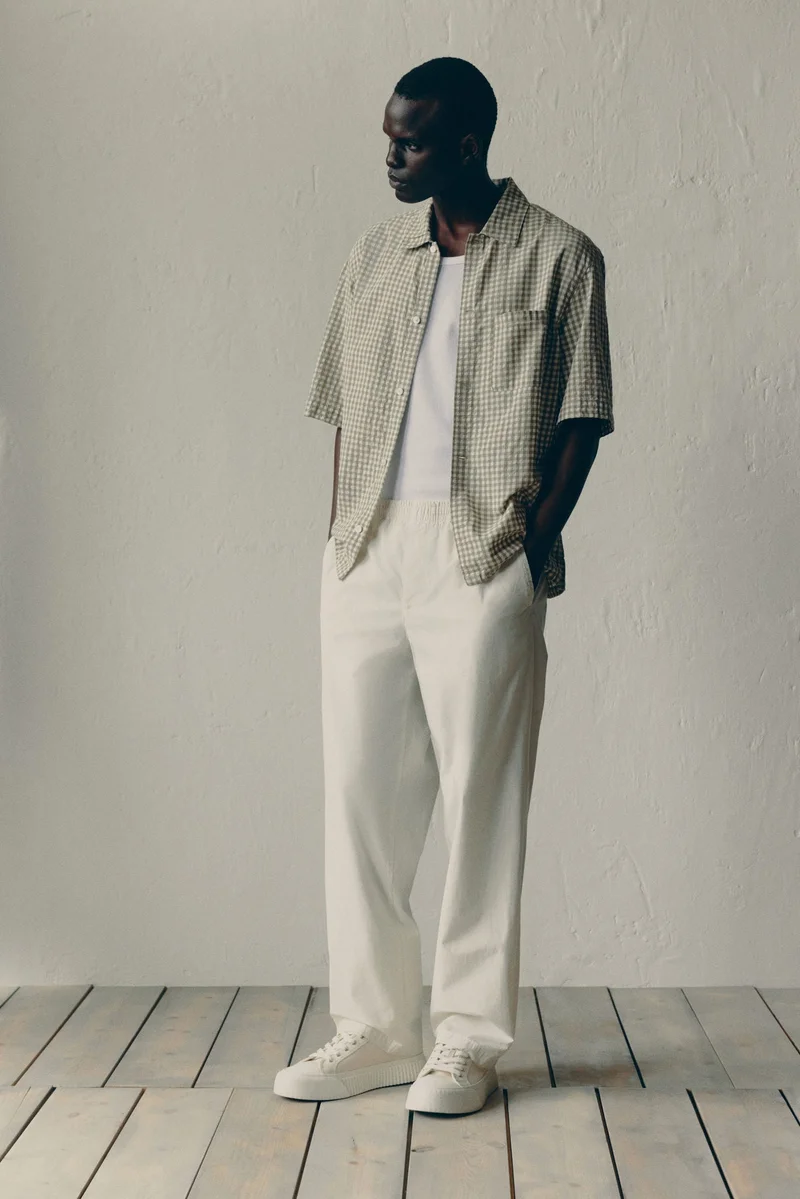 اتش اند ام بنطلون بقصة مريحة من القطن