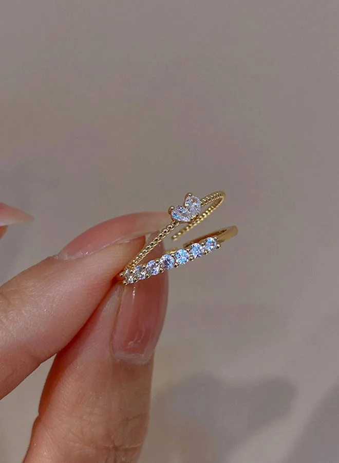 تايك تو حزمة من 2 - خواتم مُرصعة بالزركونيا على شكل قلب