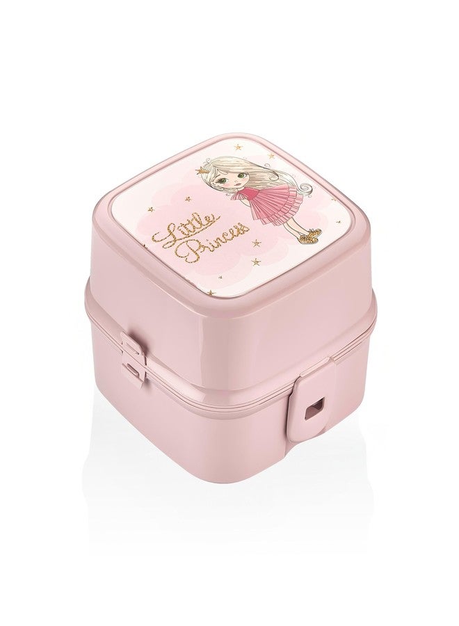 HEFA Lunch Box for Kids, All-in-One Foldable Lunch Box, Bento Box for Girls, Spoon and Fork included, Sandwich Containers (PrincessPink) - Image 1