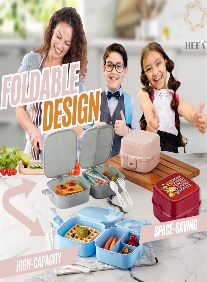 HEFA Lunch Box for Kids, All-in-One Foldable Lunch Box, Bento Box for Girls, Spoon and Fork included, Sandwich Containers (PrincessPink) - Image 2