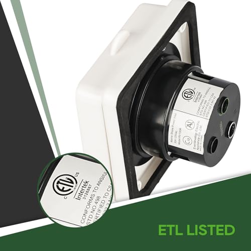 RVGUARD RV Power Inlet 30 Amp, 30 Amp Shore Power Inlet with Twist Lock, NEMA L5-30P RV Plug with Copper Pins and Stainless Steel Screws, White - Image 3