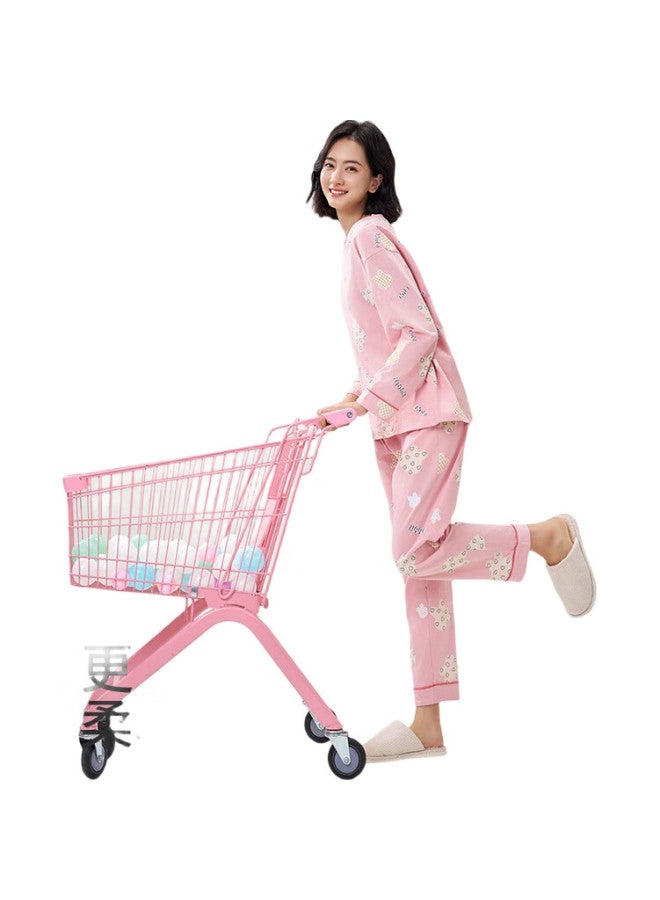 THREEGUN [Zhimeng Series] Spring And Summer Women'S Pajamas, Pure Cotton, Anti-Mite, 100% Cotton, Long Sleeve, Round Neck, Pullover, Casual - Image 3