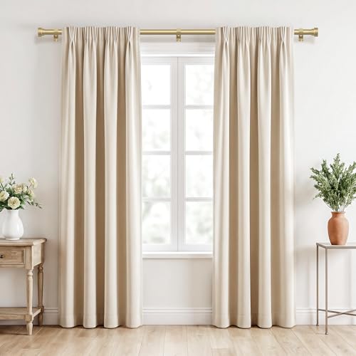 hei! dear Gold Curtain Rods for Windows 30 to 42 Inch(2.5-3.5ft), 1 Inch Diameter Heavy Duty Curtain Rods, Adjustable Curtains Rod, Modern Decorative Drapery Rod, 30-42" Brass Gold - Image 2