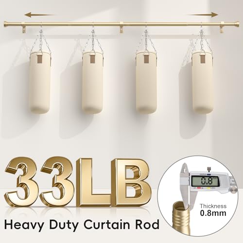 hei! dear Gold Curtain Rods for Windows 30 to 42 Inch(2.5-3.5ft), 1 Inch Diameter Heavy Duty Curtain Rods, Adjustable Curtains Rod, Modern Decorative Drapery Rod, 30-42" Brass Gold - Image 3