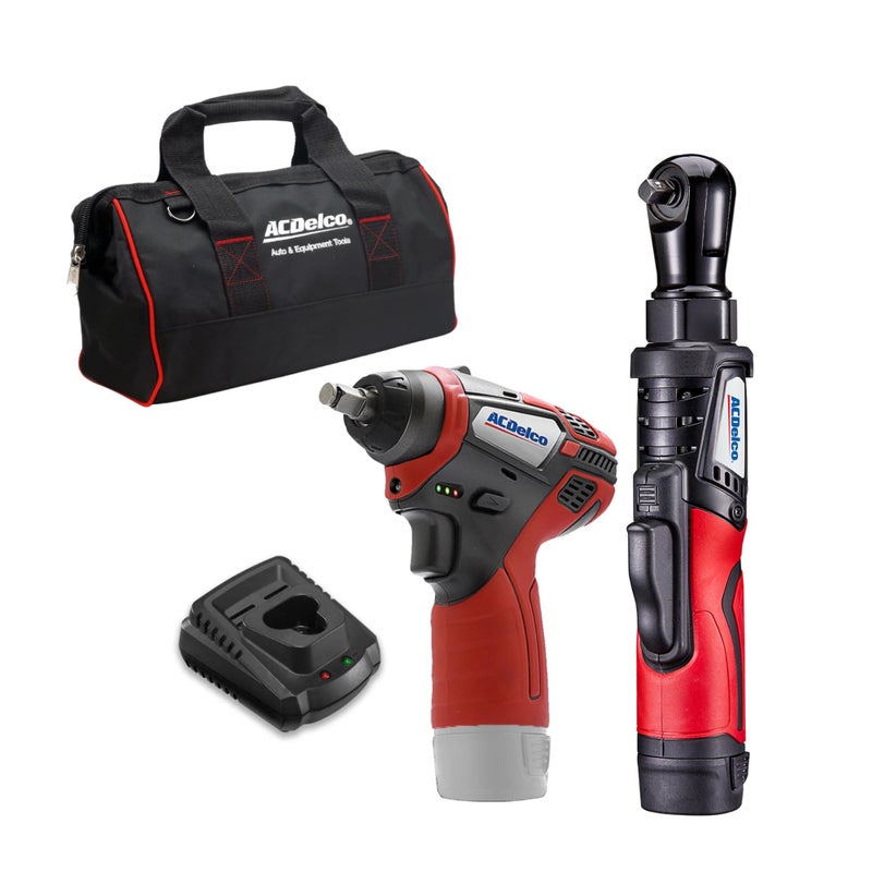 ACDelco ARW12103K1 G12 Series 12V Cordless Liion 38 Brushless Ratchet Wrench Impact Wrench Combo Tool
