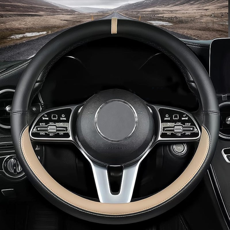 Custom fit for Mercedes Benz Car Steering Wheel Cover Nappa Leather Car Steering Wheel Cover NonSlip Steering Wheel Cover Designed for Mercedes Benz Interior Accessories Beigefor Mercedes Benz