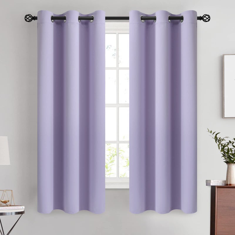 COSVIYA Curtains 63 inch Length Grommet Room Darkening,Thick Polyester Light Blocking Insulated Thermal Lilac Curtain Drapes for Bedroom/Living Room,2 Panels,42x63 inches - Image 1