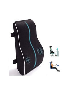 Generic Lumbar Support Pillow for Office Chair Memory Foam Back Cushion for Back Pain Relief Improve Posture Large Back Pillow for Car, Computer Chair, Recliner Breathable Mesh Cover Double Adjustable Straps  - Image 1