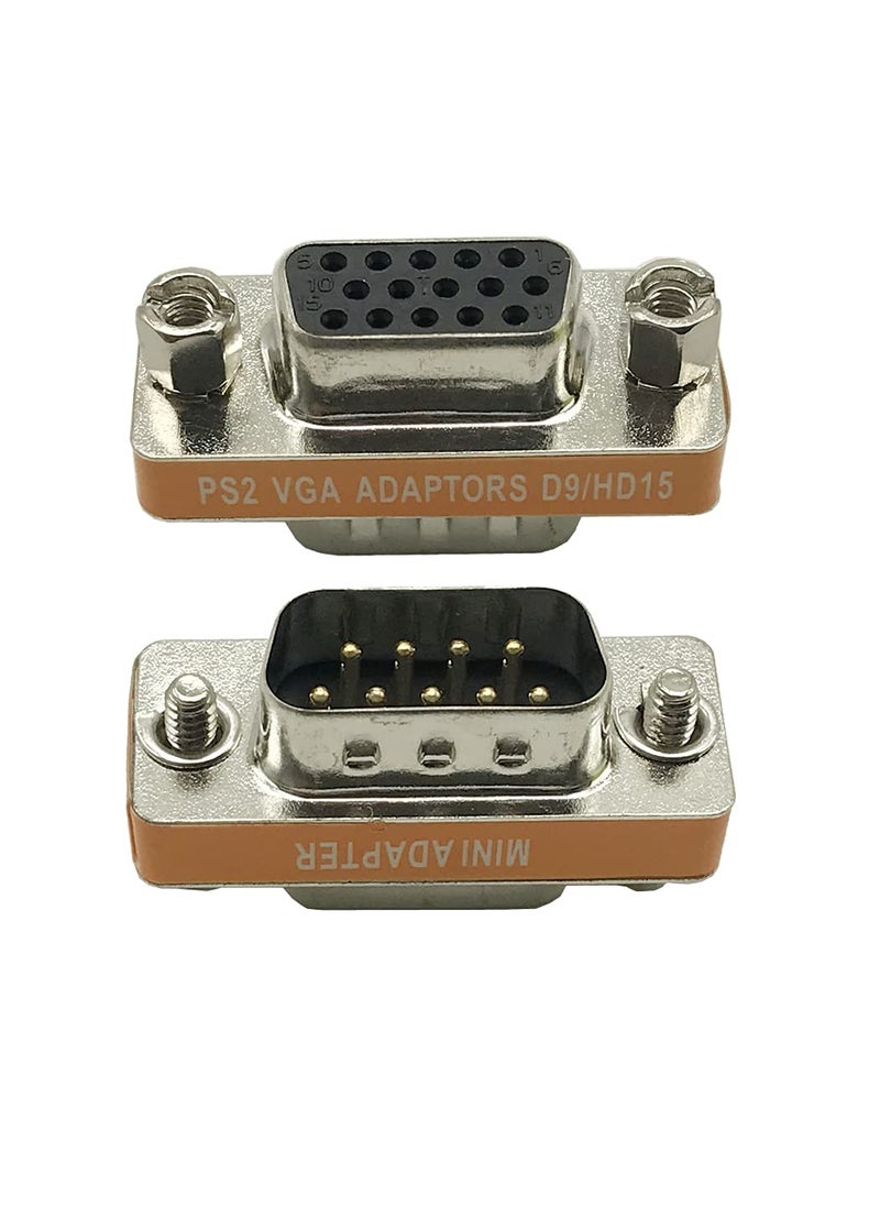 Seadream Seadream DB9 9 Pin Male to HD15 HDD15 15 Pin Female, Male to Female M/F Molded CGA/VGA Video Adapter Gender Changer Coupler  - Image 1