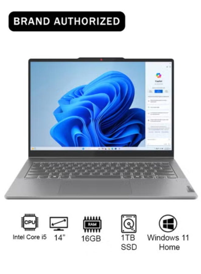 Lenovo IdeaPad 5 14IRH9 2-in-1 Convertible (2024) Laptop With 14-Inch WUXGA Display, Core i5-13420H Processor/16GB RAM/1TB SSD/Intel UHD Graphics/Windows 11 Home English/Arabic Luna Grey - Image 1