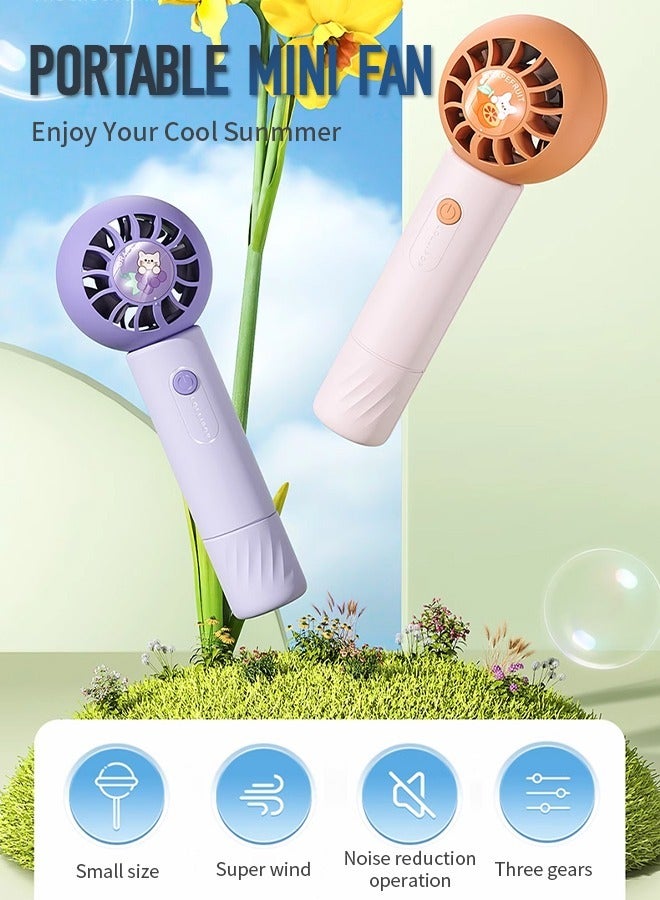 Portable Handheld Fan, 3-Speed Adjustable Personal Fan with Strong Wind & Low Noise (30dB), Child-Safe Blades & Pocket-Sized Fan, Summer Travel Must-Have Purple - Image 2